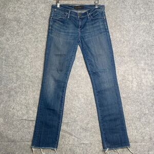 Goldsign Designer Jeans  | GOLDSIGN Size 28 W2310-131 Raw Hem Medium Wash Blue